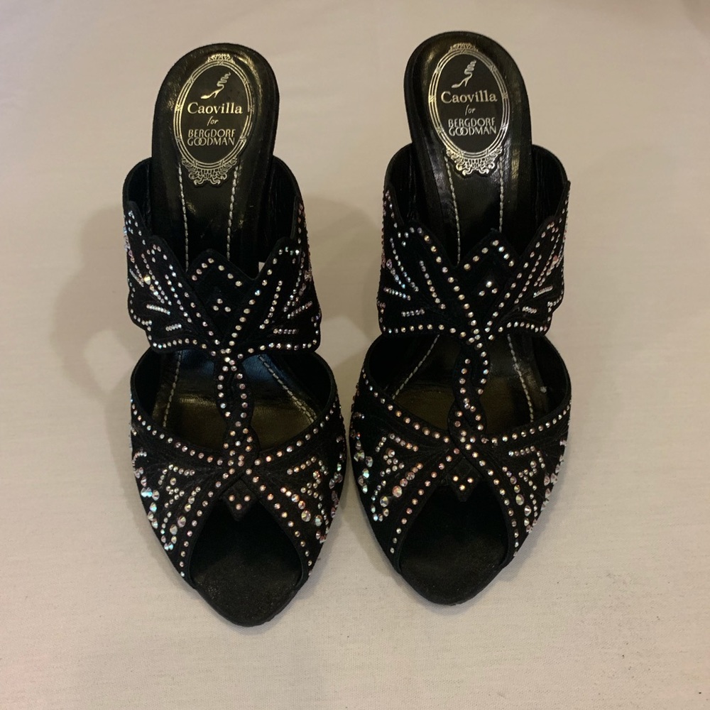 Black embellished mule heel
